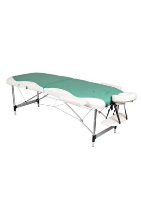 2 Parça Alüminyum Katlanır Masaj Masası İthal Yeşil - Beyaz SMT-AT025D