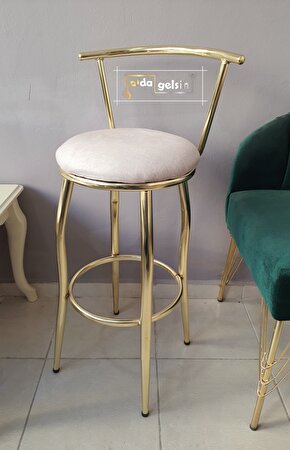 Sırtlı Dekoratif Bar Tabure Gold