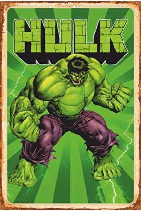 Hulk Süper Kahramanlar Retro Ahşap Poster