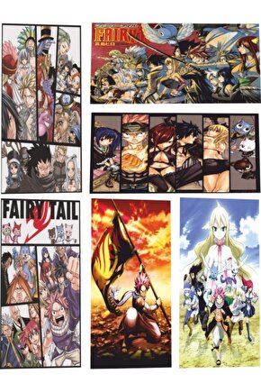 Fairy Tail Anime 6lı Mini Retro Ahşap Poster Seti