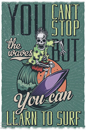 sörf yapan ihtiyar deniz eğlenceli komik tablo retro ahşap poster