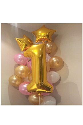 1 Yaş Gold Doğum Günü Balon Seti