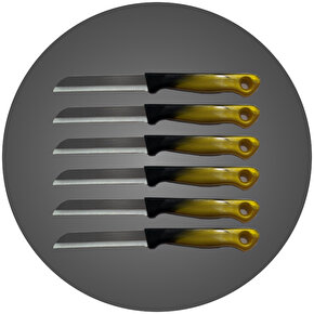 Solingen 6’lı Tırtıklı Ağız Büyük Geçişli Siyah Gold Meyve Bıçağı 1014