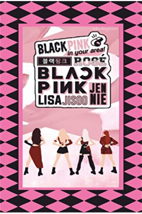 K-pop Black Pink Çerçeve Görünümlü Retro Ahşap Poster-28