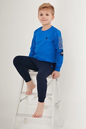 U.S. Polo Assn Excellent Mavi Erkek Çocuk Uzun Kol Pijama Takım