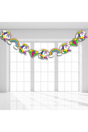 Unicorn Özel Kesim Şekilli Banner 2 Metre Unicorn Konsept Doğum Günü Parti Malzemeleri