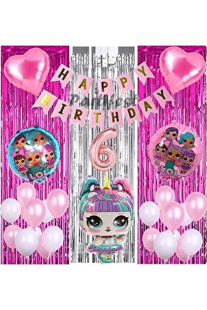 Unicorn Lol Surprise 6 Yaş Balon Seti Lol Bebek Balon Seti Lol Doğum Günü Parti Seti