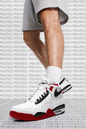 Air Flight Legacy Mens Leather Sneaker Bilekli Hakiki Deri Spor Ayakkabı Kırmızı Beyaz