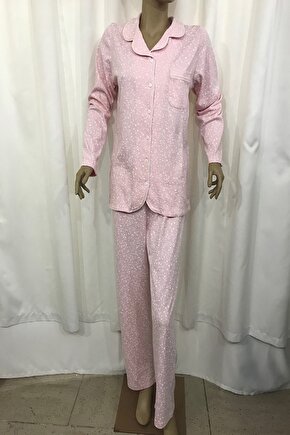 Nena Kadın Önden Açık Pijama Takım-14299-somon