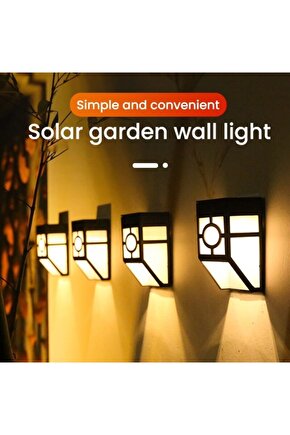 Solar Güneş Enerjili Duvara Monteli Beyaz Işık Bahçe Lambası 4 Lü Set