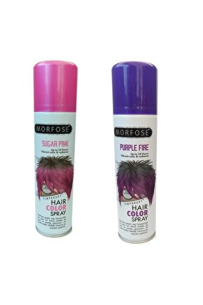 Hair Color Spray 150 ml Renkli Saç Spreyi Mor+Pembe