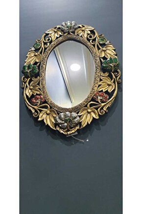 Hint Işi Gül Kabartmalı Oval Ayna
