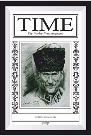 Time Dergisi Atatürk Kapağı Retro Ahşap Poster-1