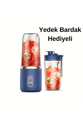 6 Bıçaklı Taşınabilir Şarj Edilebilir Meyve Sıkacağı - Kapaklı Yedek Bardaklı Meyve Sıkacağı