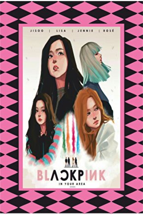 K-pop Black Pink Çerçeve Görünümlü Retro Ahşap Poster-11