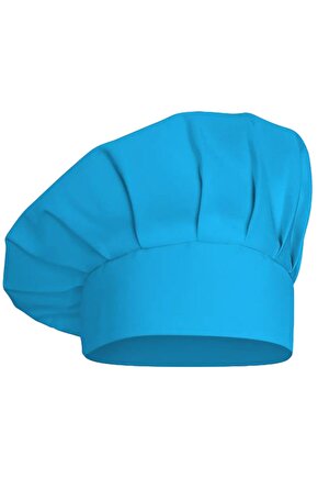 Aşçı Kep Şef Şapkası Mantar Kep Alpaka Kumaş Unisex Turkuaz