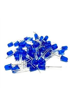 10 Adet - 5mm Diffused Led - Şeffaf Mavi (BLUE) - Arduino, Deneyler Için