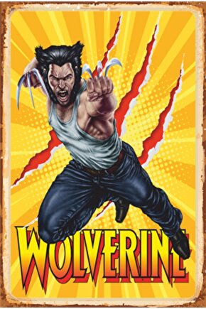 Wolverine Süper Kahramanlar Retro Ahşap Poster