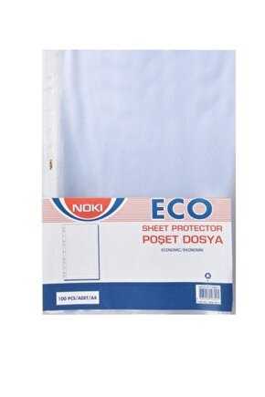 Eco A4 Beyaz Kenarlı Delikli Poşet Dosya Ekoomik Gömlek Föy 10 Paket