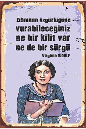 Wirginia Woolf Feminizm Şiir Edebiyat Retro Ahşap Poster