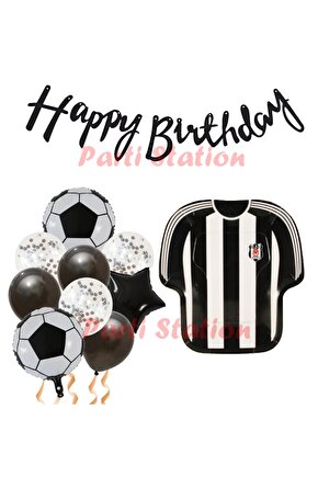 BJK Siyah Beyaz Balon Set Siyah Beyaz Balon Set Futbol Balon Set BJK Doğum Günü Balon Set