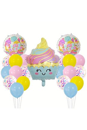 Pastane Şeker Cupcake Konsept Doğum Günü Balon Set İce Cream Tema Doğum Günü Balon