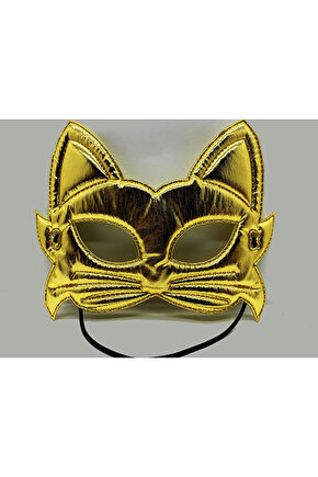 Altın Renk Kumaş Malzemeden İmal Kedi Maskesi 19x15 cm