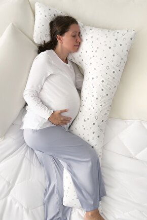 Home Hamile Uyku Yastığı 5 Farklı Bölge Destekli Hamile Yastığı - Beyaz Dolgun