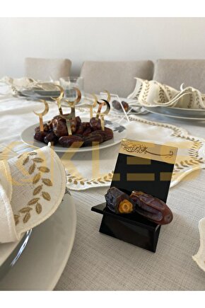 Altın ve siyah Hurmalık 6 Adet Hurma tabağı Ramazan Ramazan süsü Hurma sunum masa süsü lokumluk