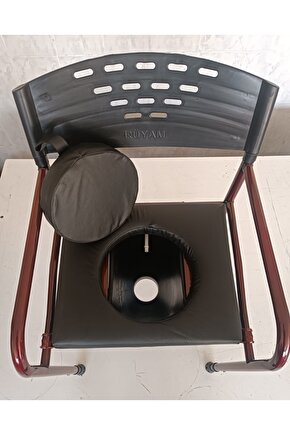 Taharet Musluklu Döşemeli Seyyar Katlanabilir Hasta Yaşlı Tuvalet Sandalyesi Klozetli Wc Li Oturak