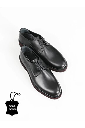 Hakiki Deri Siyah Erkek Klasik Ayakkabı Mt443-black