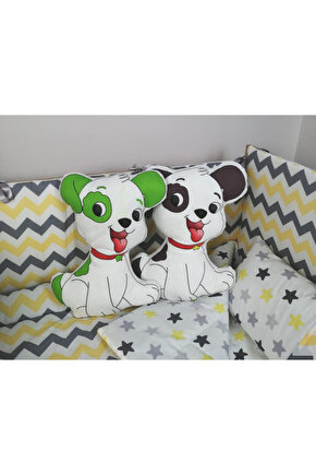 Mekta Home 2li Set Köpek Figürlü Pofuduk Dekoratif Uyku Arkadaşı Yastığı ve Kırlent MKTUA-007