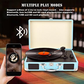 Kahverengi Bluetooth Plak Çalar
