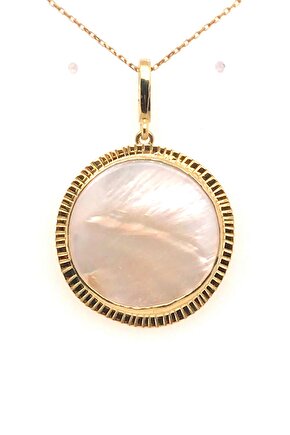 Birinci1926 925 Ayar Gümüş Mother Of Pearl Yuvarlak Sedef Bayan Kolye