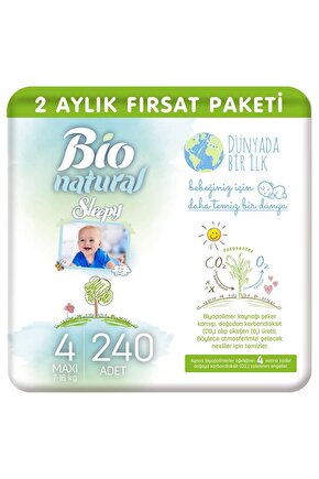 Bio Natural Bebek Bezi 4 Numara Maxi 240 Adet