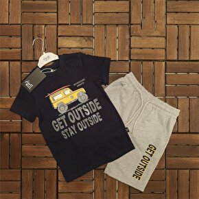 Get Outside Baskılı Erkek Çocuk Takım - Lacivert