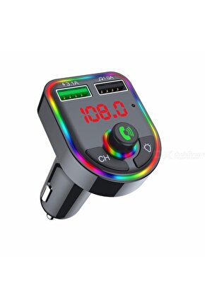 Car Mp3 + Usb Şarj Led Işıklı Fm Transmitter Bluetooth Lu Hafıza Kartı Ve Usb Girişli