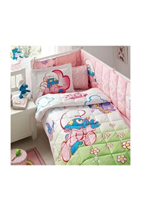 Lisanslı Şirinler Baby Girl Bebek Uyku Seti