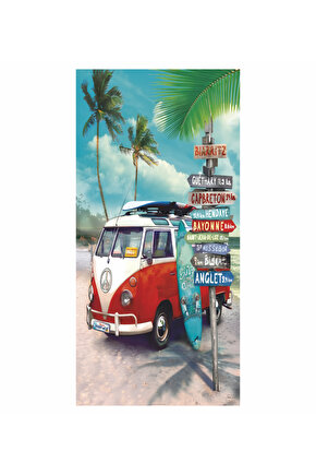 vosvos karavan deniz sahil kamp  ev dekorasyon tablo mini retro ahşap poster