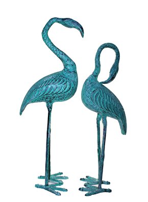 Metal İkili Flamingo Seti 86-78 Cm Biblo Dekoratif Hediyelik