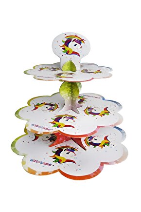 Unicorn Cupcake Standı 3 Katlı Unicorn Konsept Doğum Günü Malzemeleri