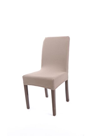 Sandalye Kılıfı Likralı Vizon 6 Adet Takım Set