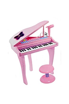 37 Tuşlu Mini Piano Mikrofonlu Ve Tabureli Çocuk Piyano Pembe-88022