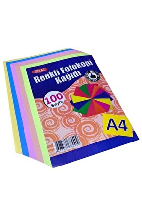 Renkli A4 Fotokopi Kağıdı 100 Yaprak 5 Renk