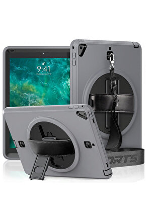 Newface iPad 5 Air 9.7 Kılıf Strap-C Otterbox Tablet Kapak - Gri