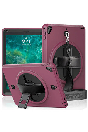 Newface iPad Air 2 9.7 Kılıf Strap-C Otterbox Tablet Kapak - Mürdüm