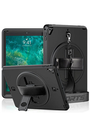 Newface iPad 9.7 (2017) Kılıf Strap-C Otterbox Tablet Kapak - Siyah