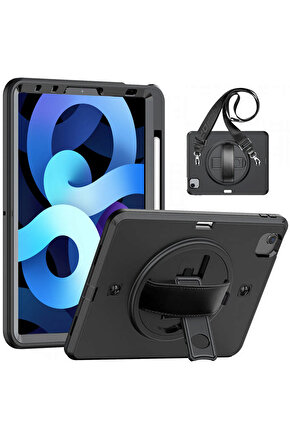 Newface iPad Air 4 10.9 Kılıf Strap-C Otterbox Tablet Kapak - Siyah