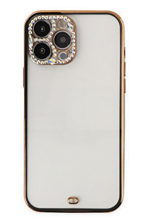 Newface iPhone 13 Pro Kılıf Liva Taşlı Silikon - Siyah