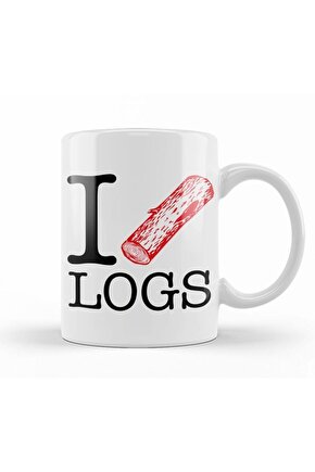 Twin Peaks I Love Logs Temalı Beyaz Kupa Bardak Porselen